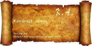 Kerényi Anna névjegykártya